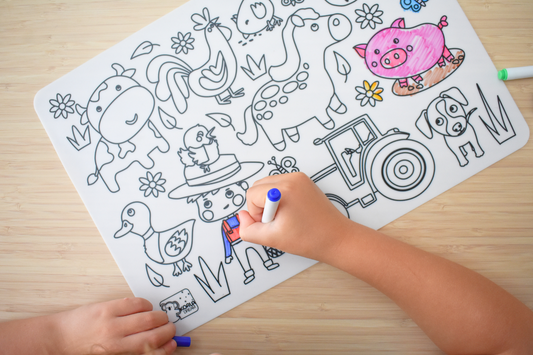 Reusable Silicone Drawing Mat - Farm Animals