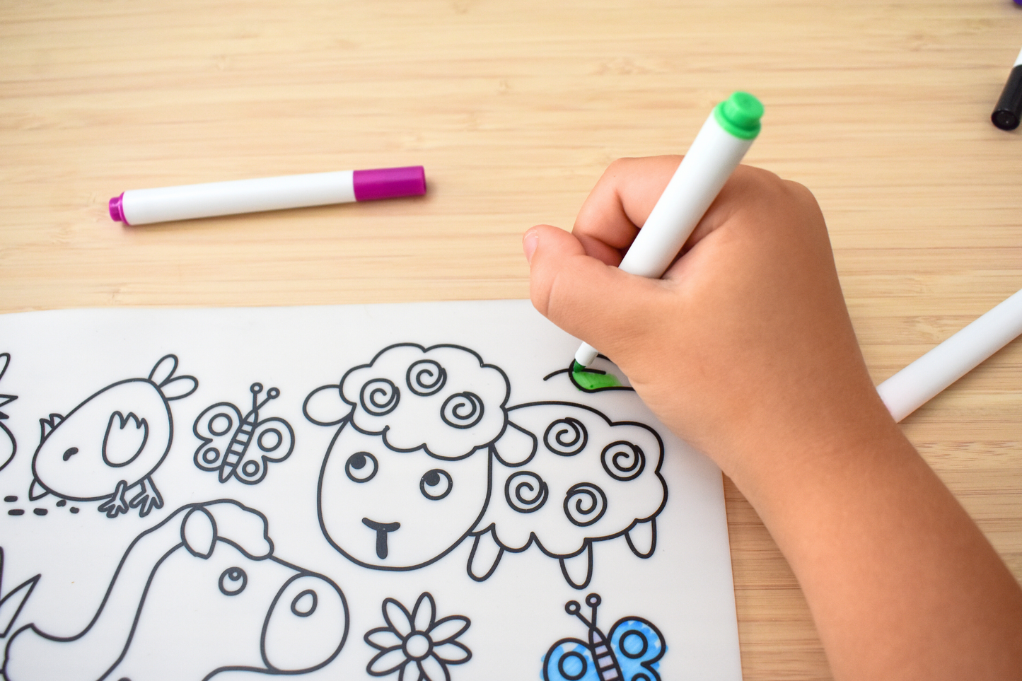 Reusable Silicone Drawing Mat - Farm Animals