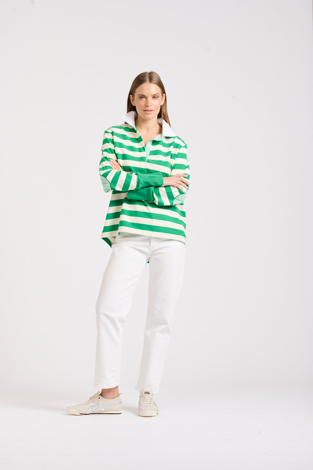 Rugby Cotton Sweatshirt - Green Stripe