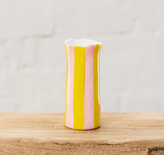 Small Vase - Pink & Yellow Stripe