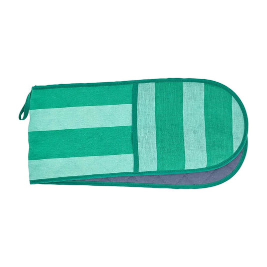 Double Oven Mitt - Cotton - Green Stripe