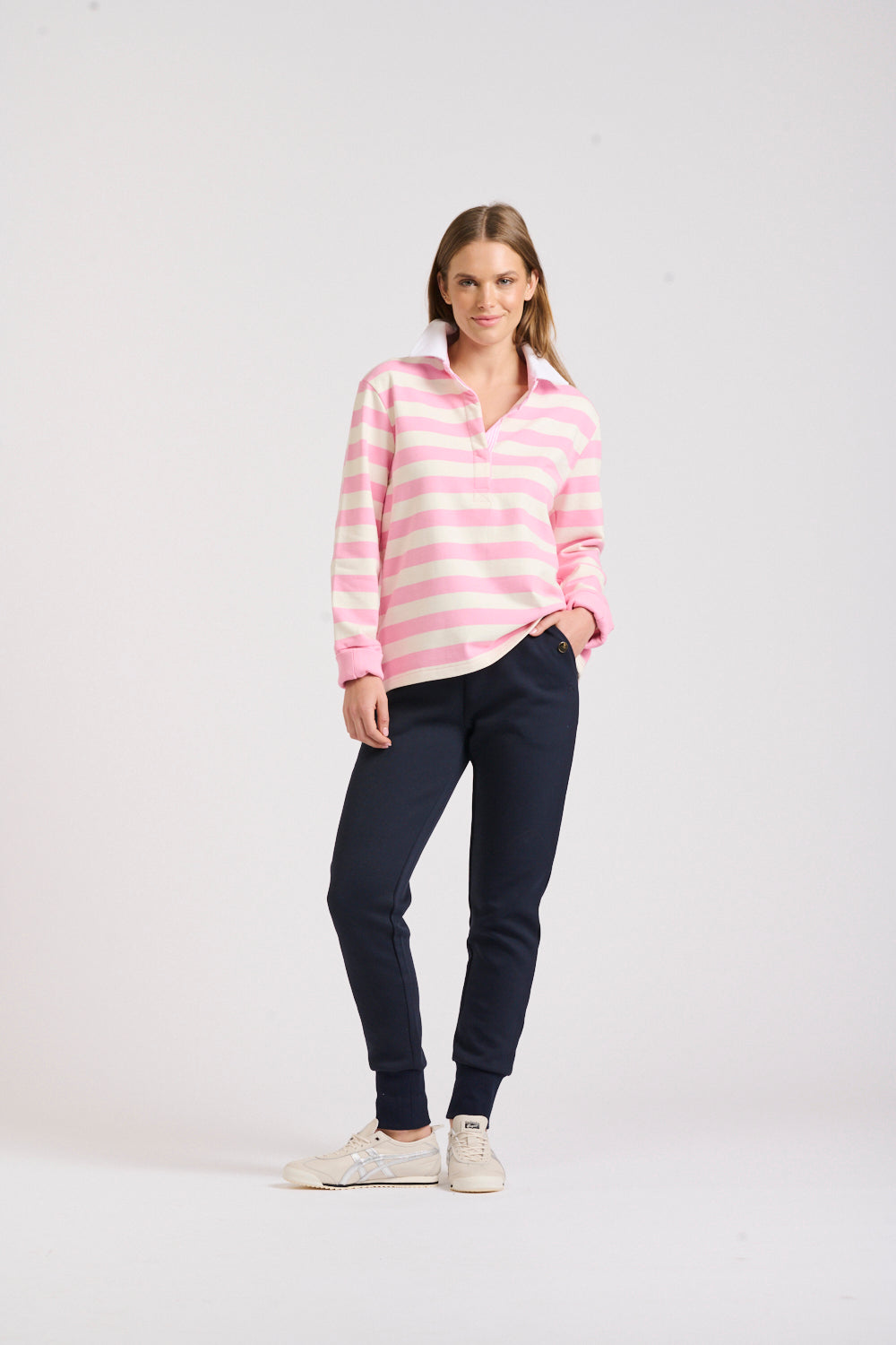 Rugby Cotton Sweatshirt - Pink Stripe