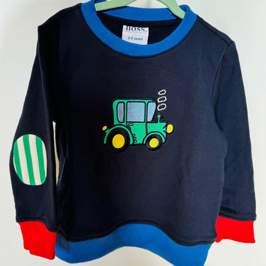 Kids Jumper - Navy Green Tractor