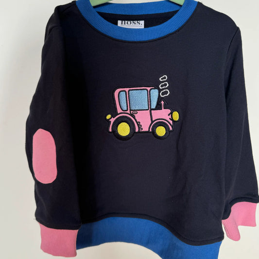 Kids Jumper - Navy Pink Tractor