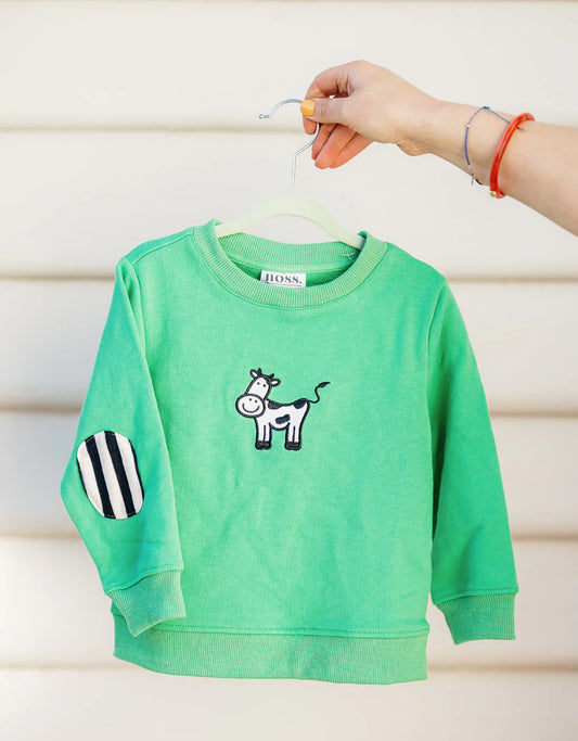 Kids Jumper - Green Cow