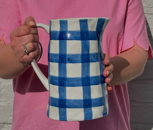 Medium Jug - Blue Gingham