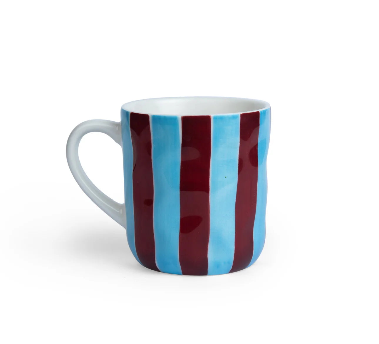 Mug - Cornflower Blue & Burgundy Stripe