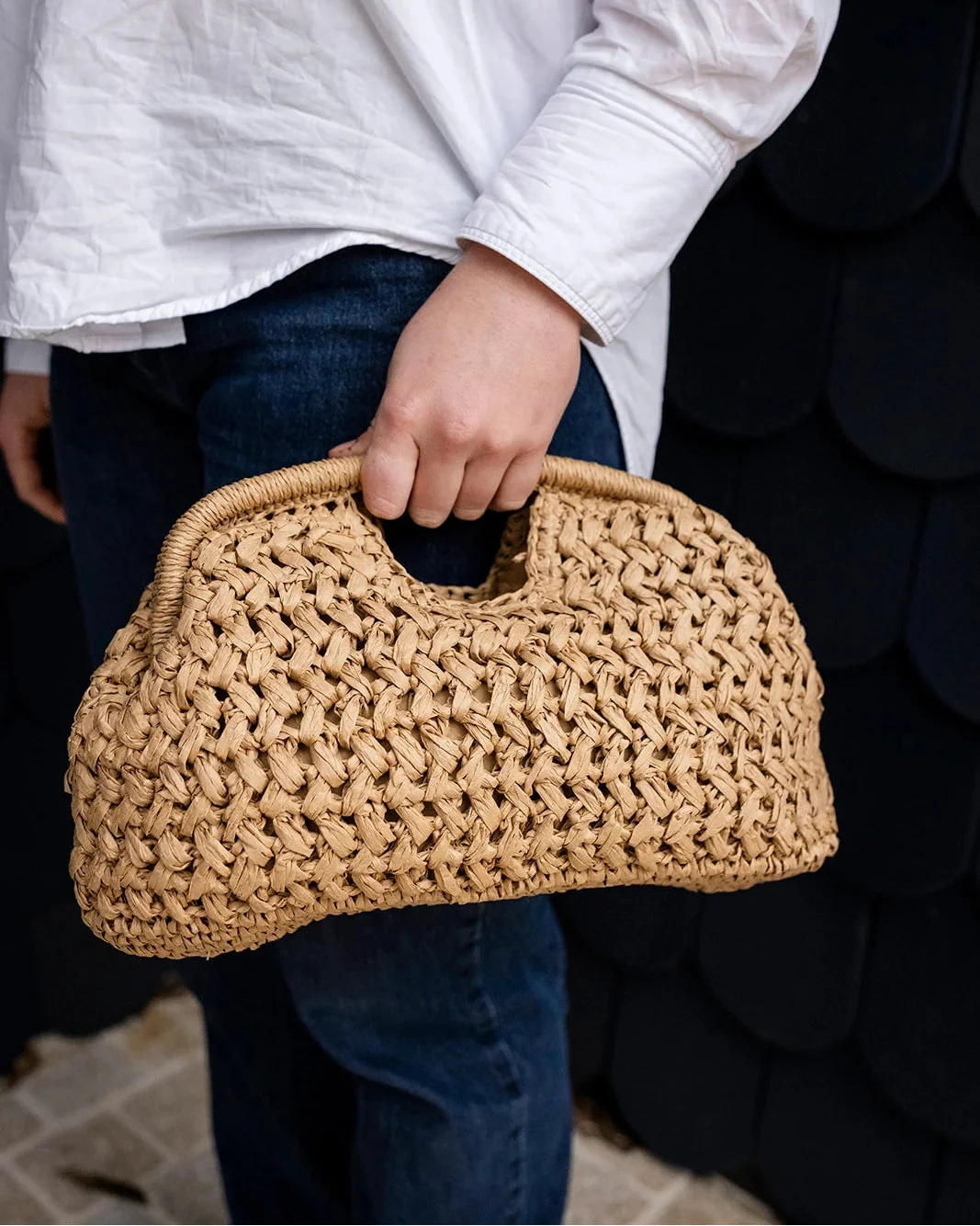 Pippa Raffia Clutch - Natural
