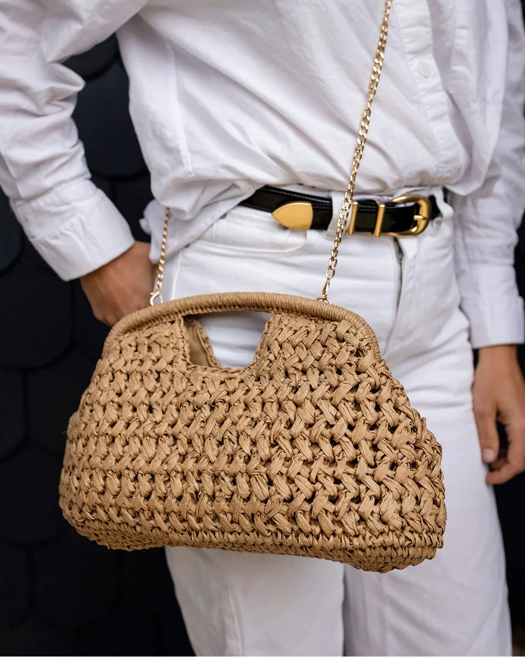 Pippa Raffia Clutch - Natural