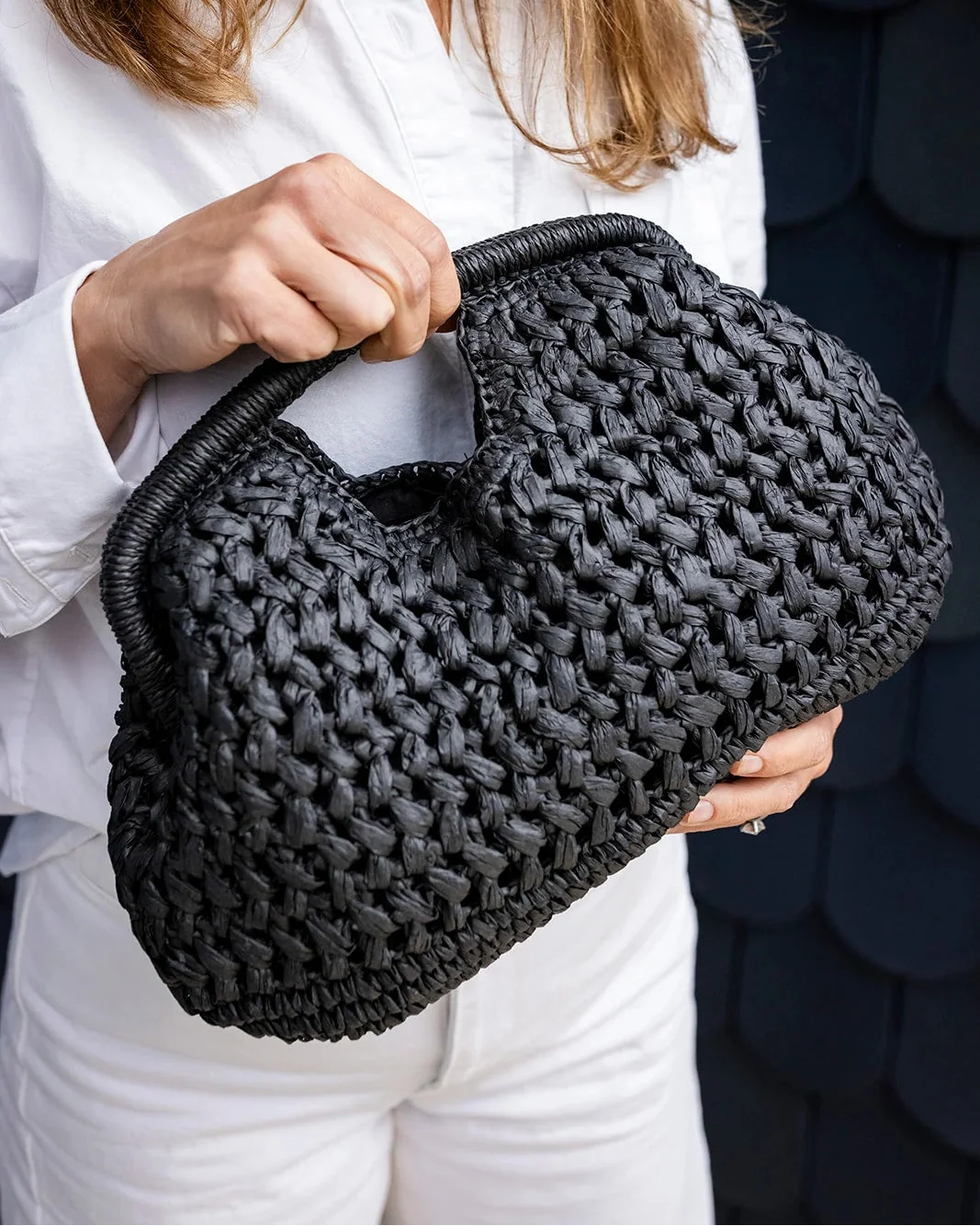 Pippa Raffia Clutch - Black