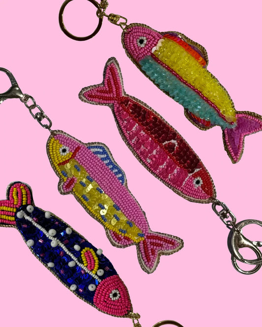 Tropical Fish Beaded Keyring