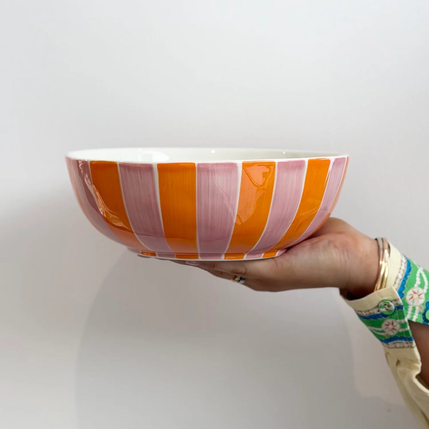Salad Bowl - Pink & Orange Stripe