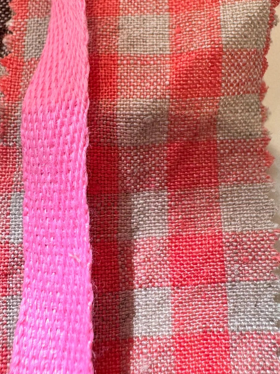 100% Linen Pant - Peach Check (Pink Stripe)
