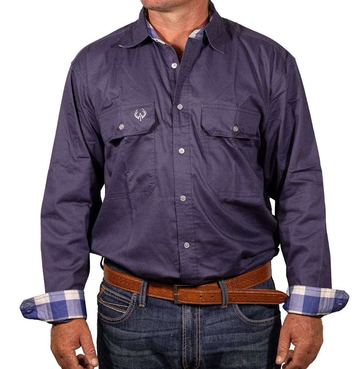 ANTOLA | Brady Full Button Shirt - Gingham Trim