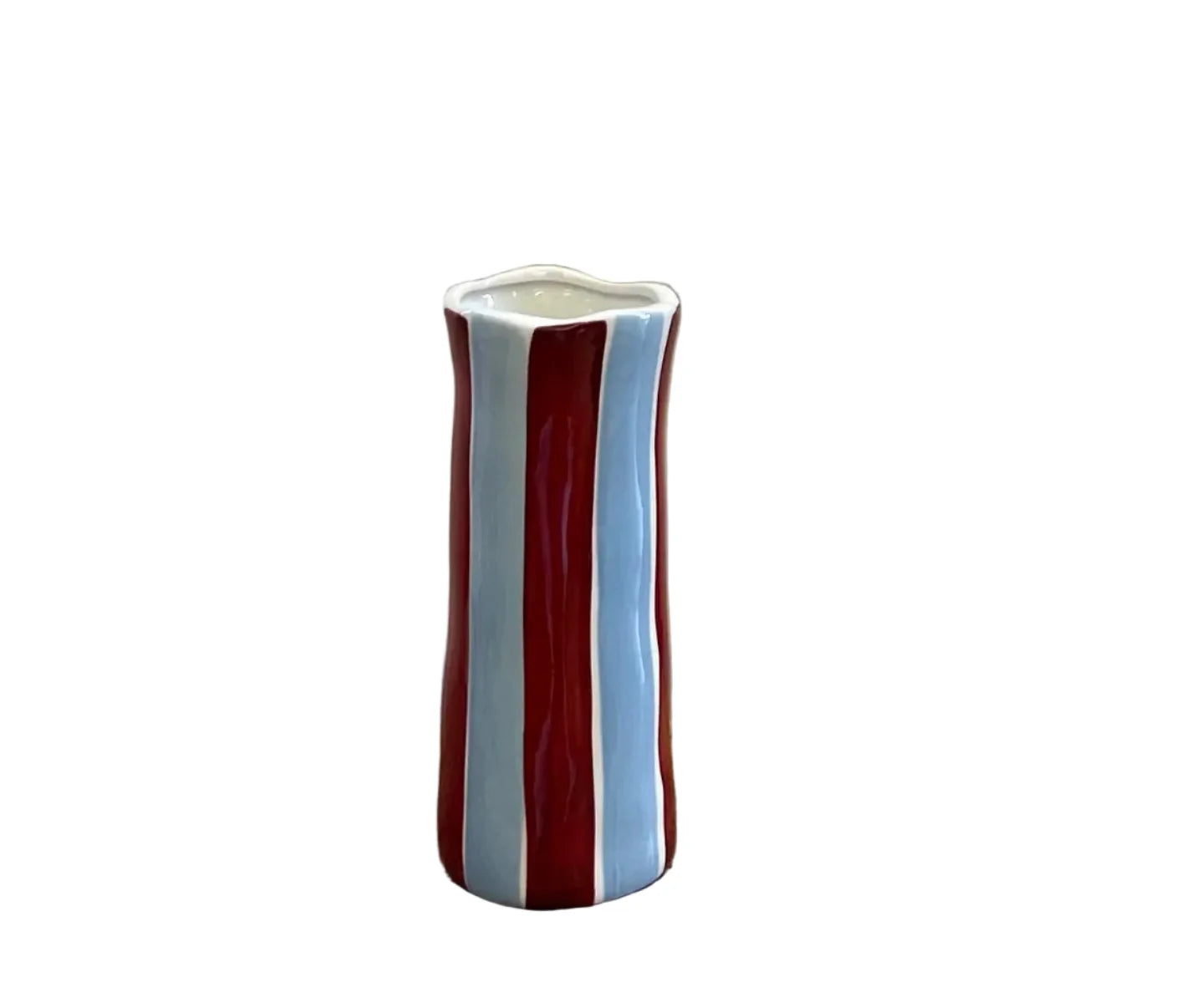 Small Vase - Burgundy and Blue Stripe