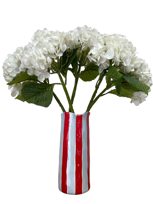 Medium Vase - Cornflower Blue and Red Stripe