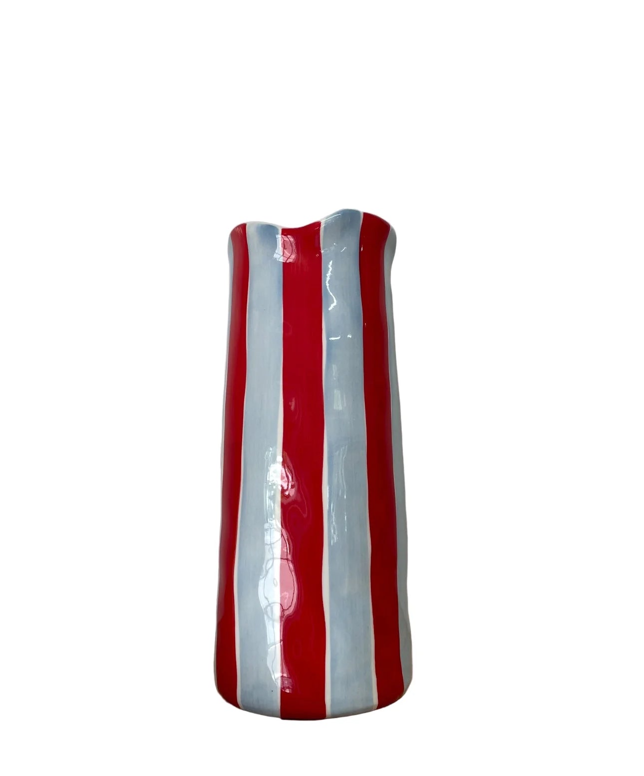 Medium Vase - Cornflower Blue and Red Stripe
