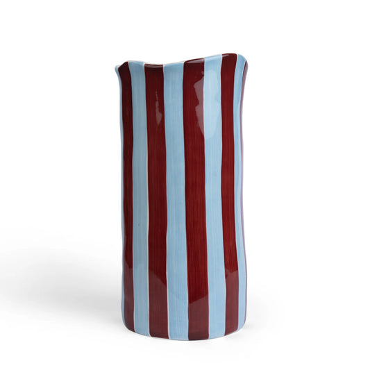 Large Vase - Burgundy and Blue Stripe