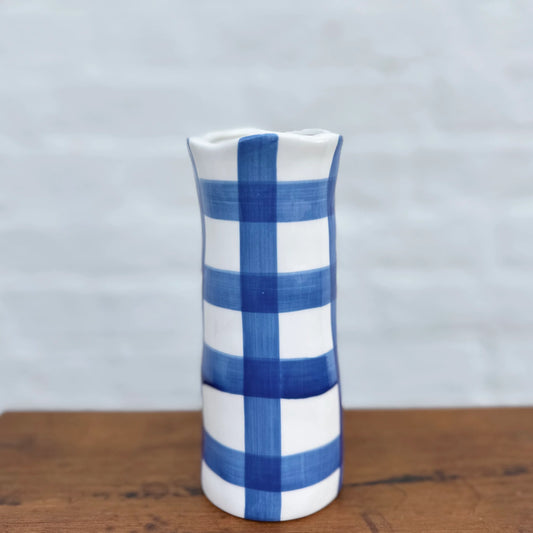 Small Vase - Classic Blue Gingham