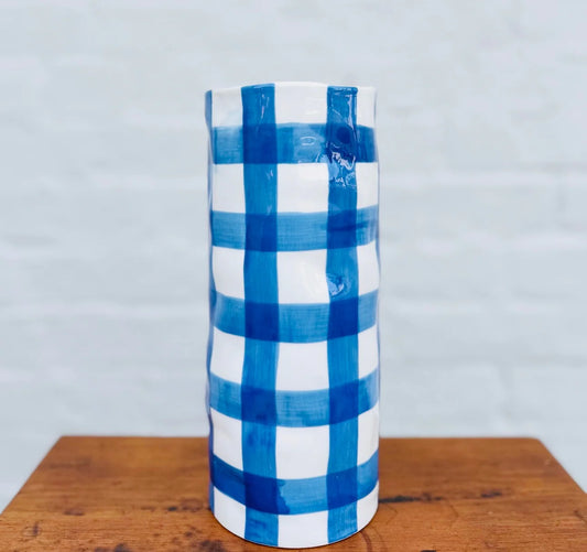 Medium Vase - Classic Blue Gingham