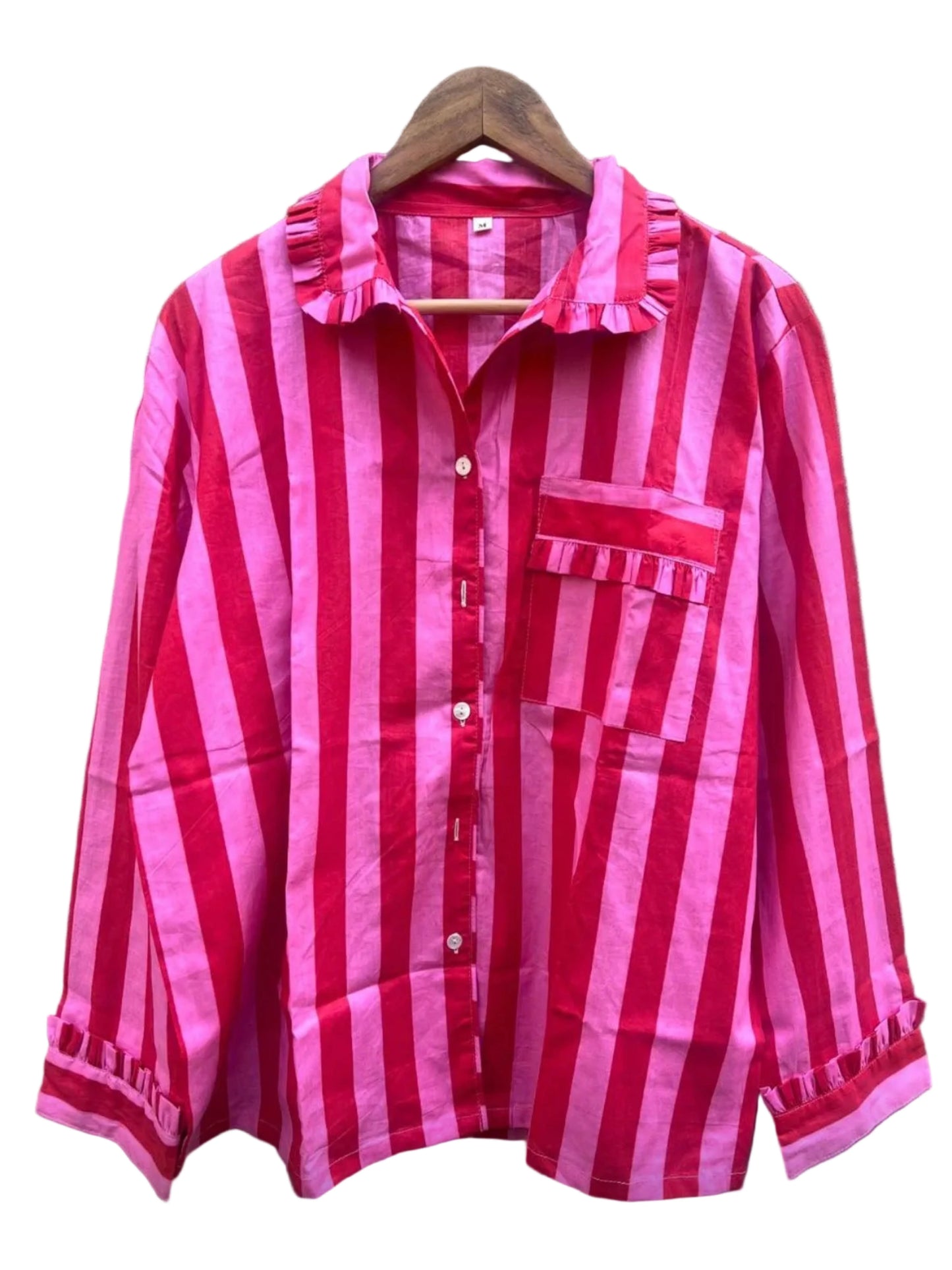 Molly Red Pink Stripe Cotton Pyjama Set
