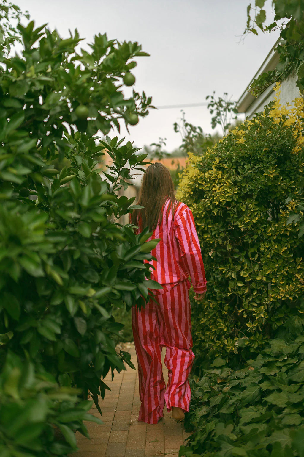 Molly Red Pink Stripe Cotton Pyjama Set