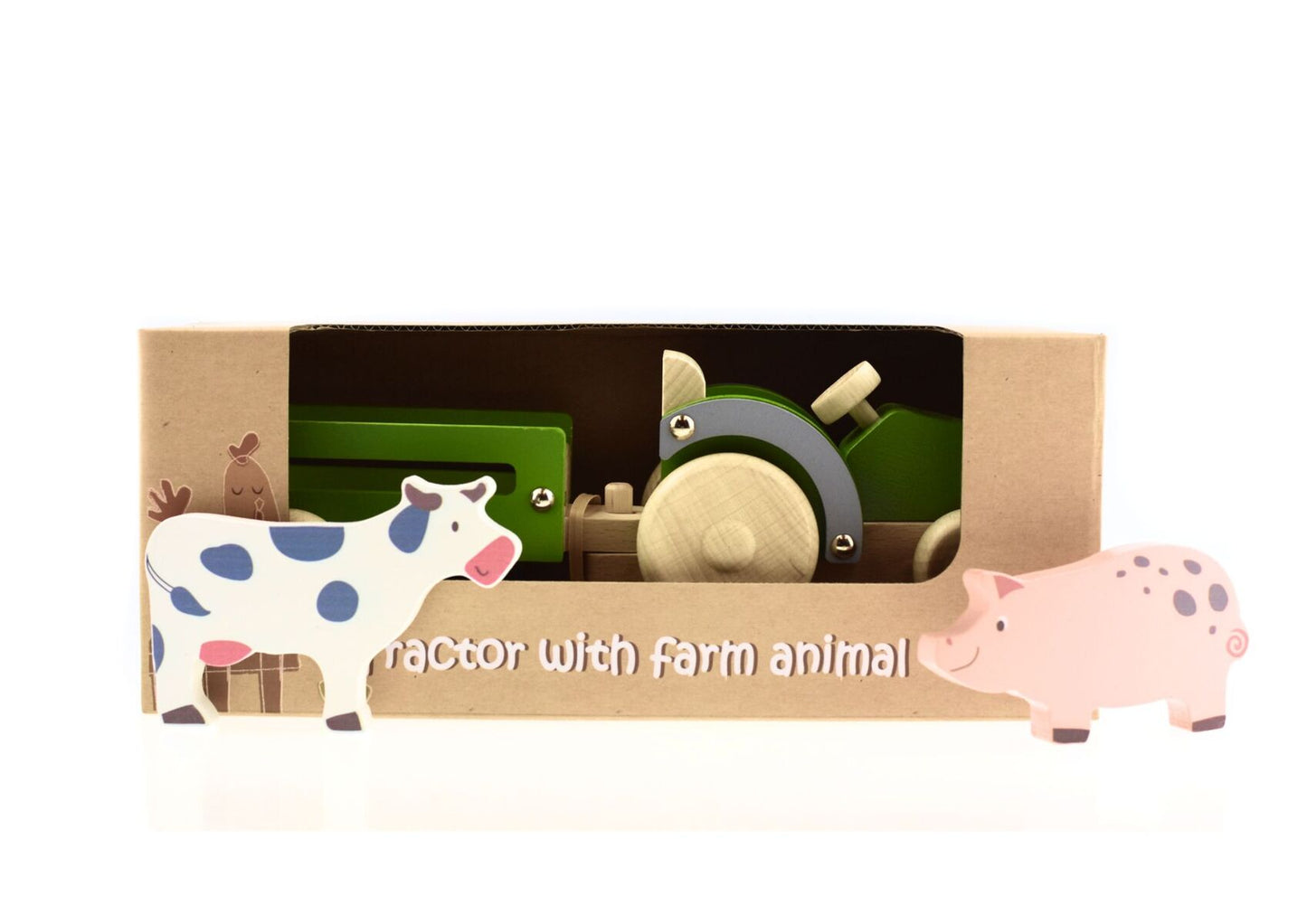 Wooden Tractor with Farm Animals