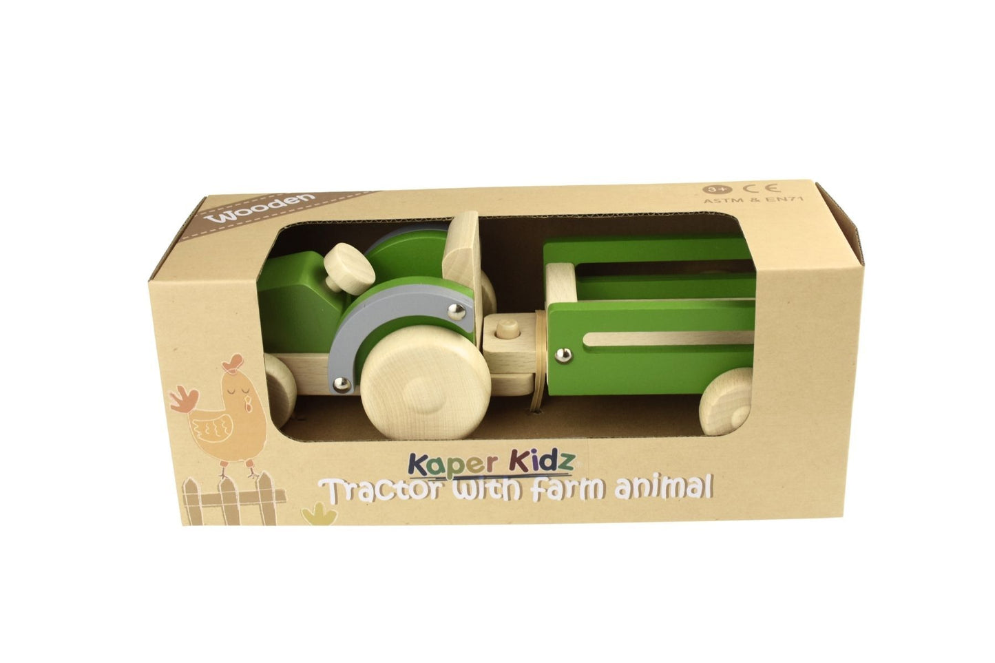 Wooden Tractor with Farm Animals