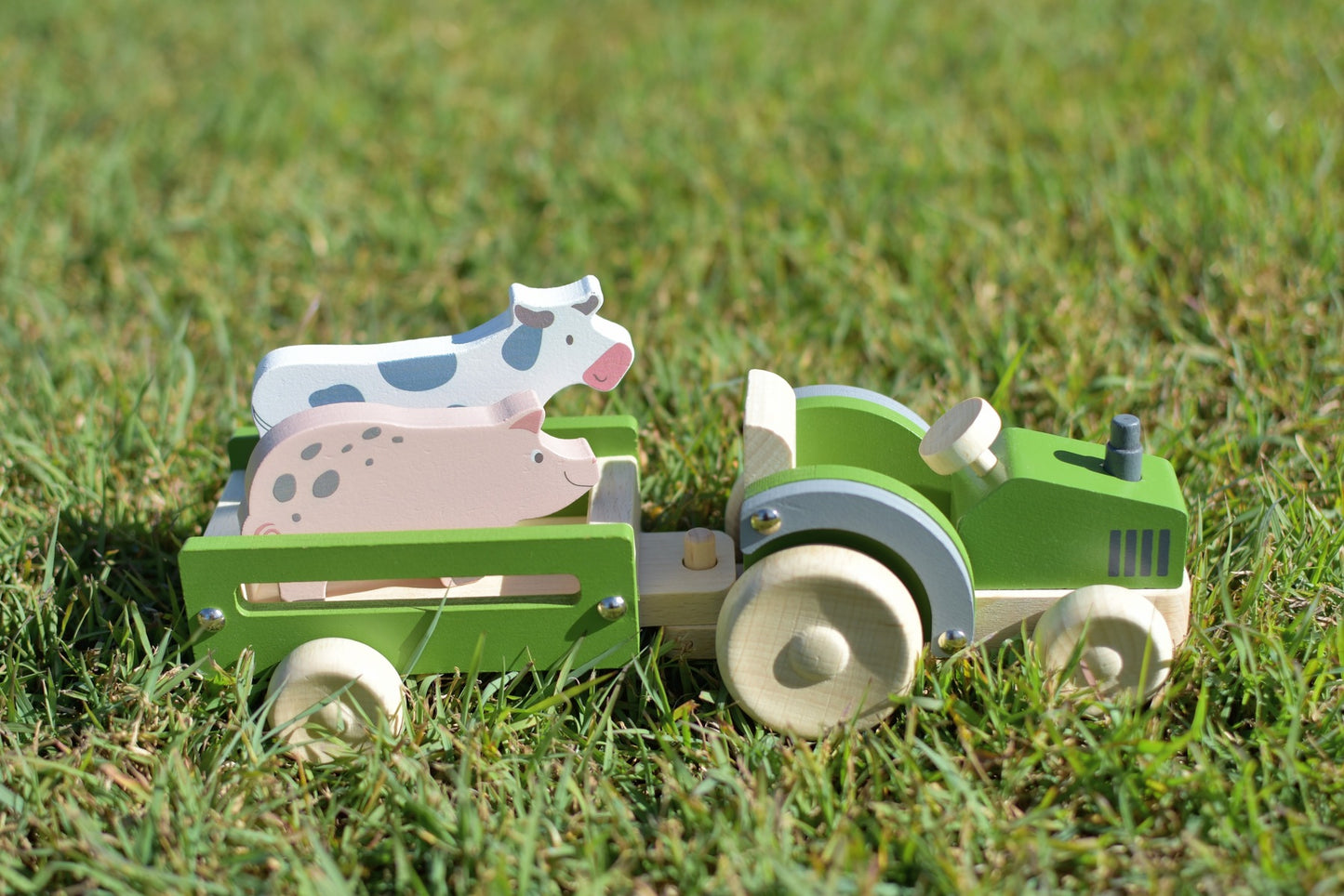 Wooden Tractor with Farm Animals