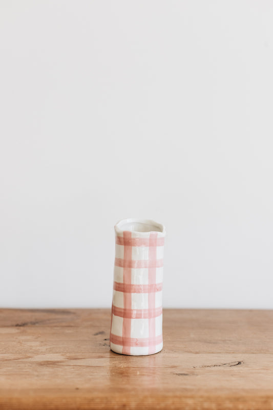 Small Vase - Pink Gingham