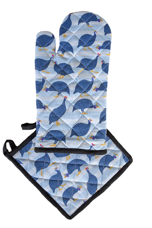 Oven Glove & Pot Holder Set | Guinea Fowl