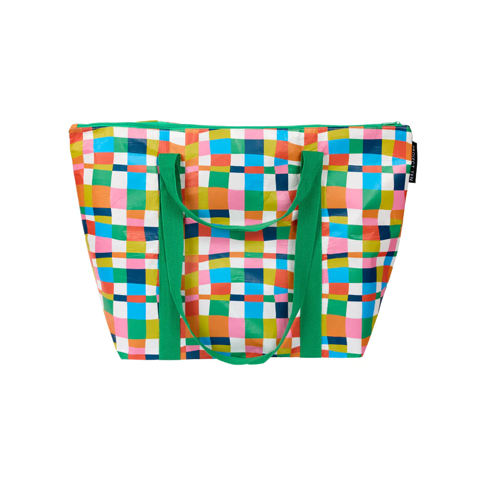 Medium Zip Tote - Rainbow Weave