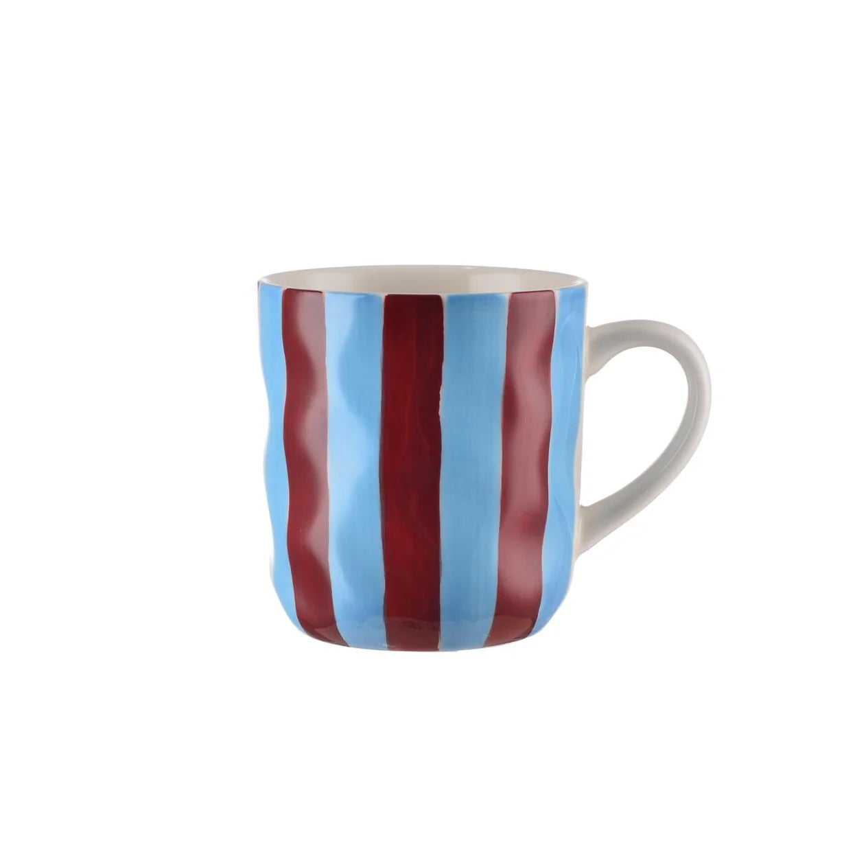 Mug - Cornflower Blue & Burgundy Stripe