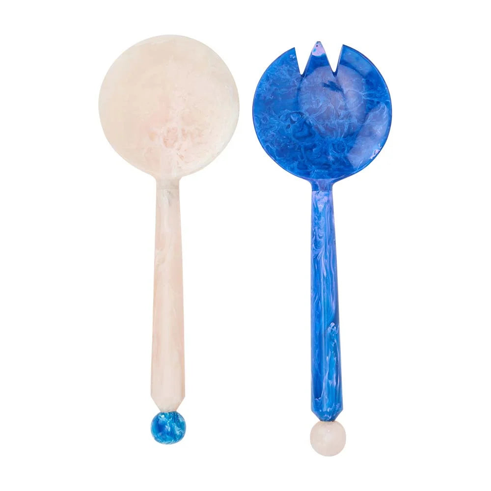 Resin Salad Servers - Blue & White