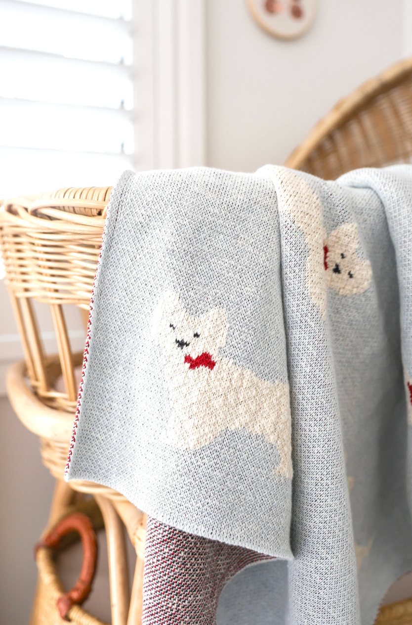 Westie Puppy Baby Blanket - Blue