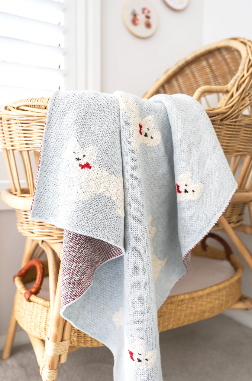 Westie Puppy Baby Blanket - Blue