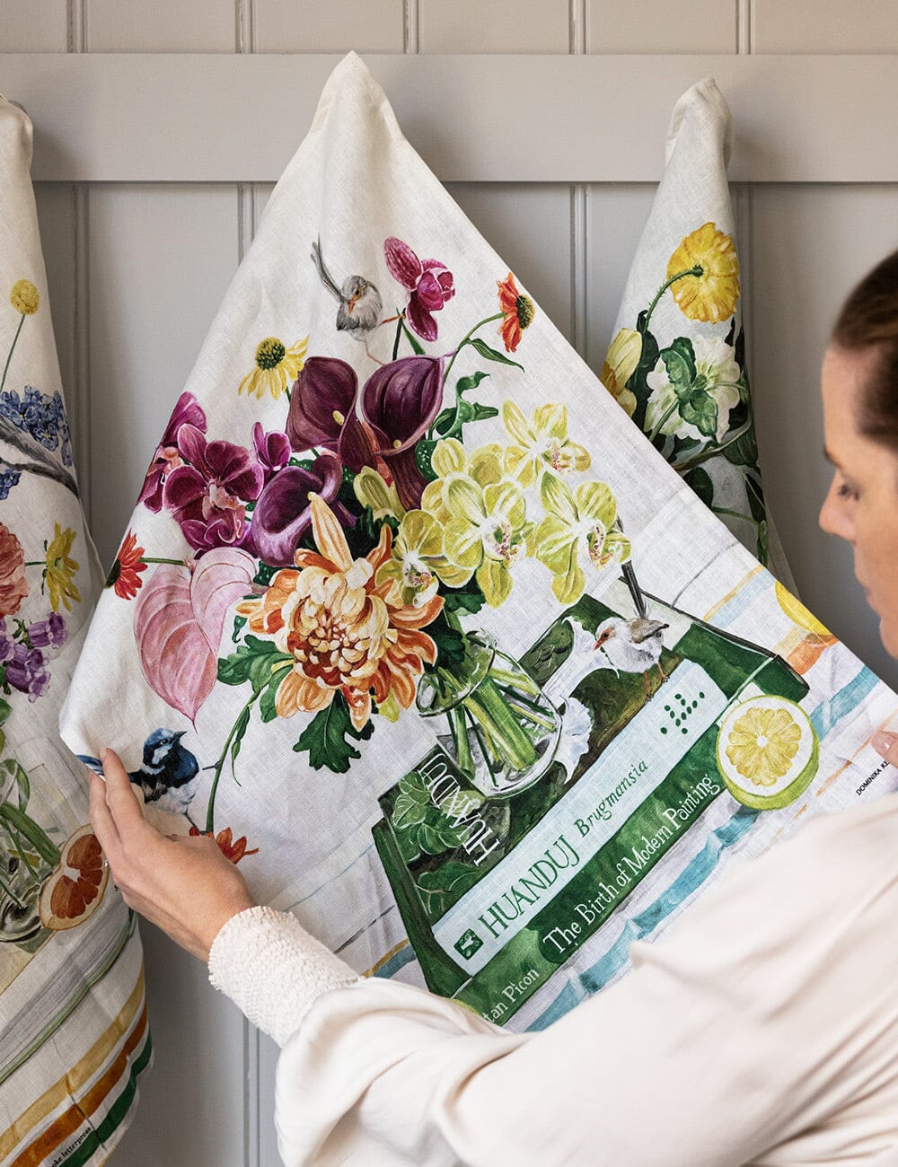 100% Linen Tea Towel - Fairy Wrens