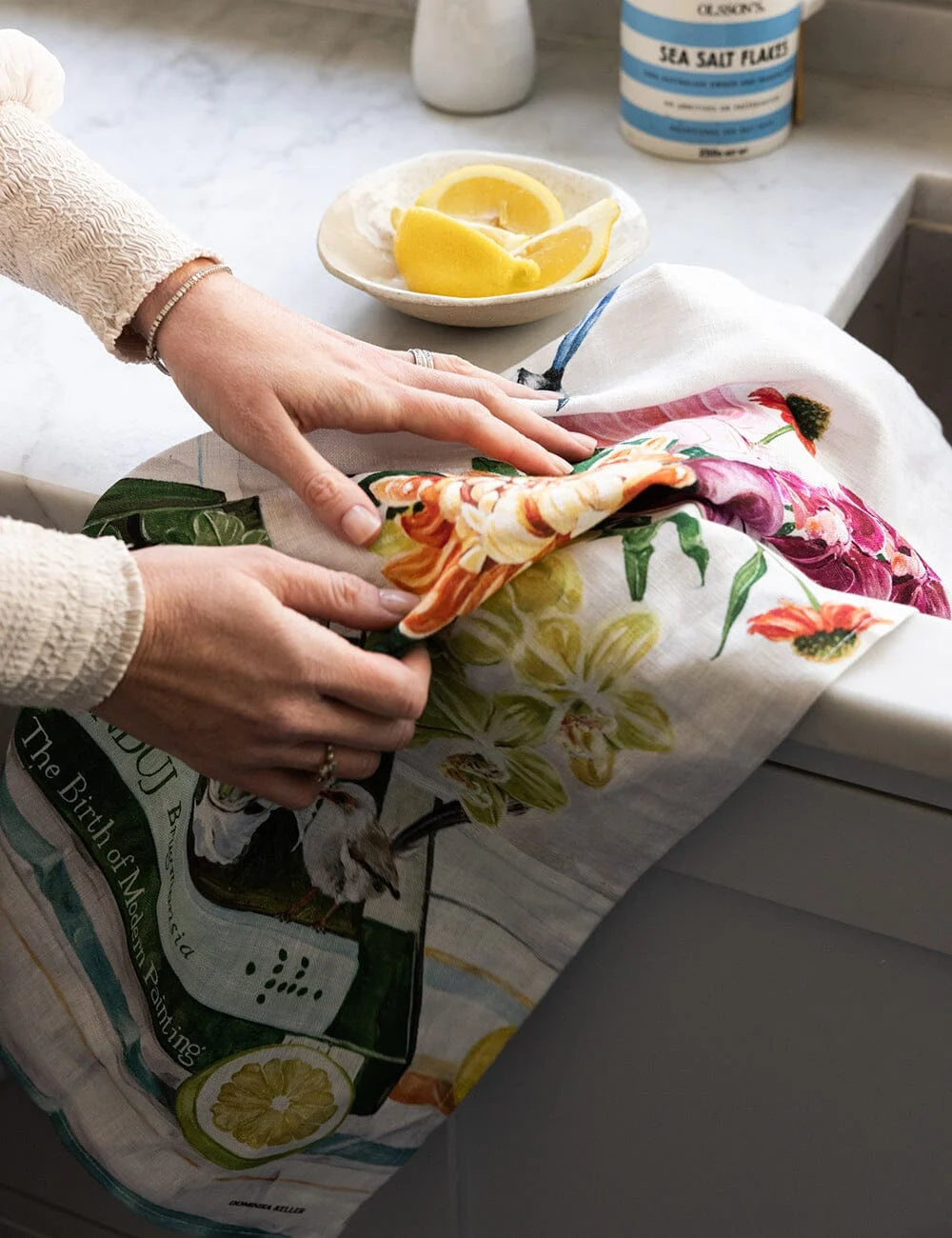 100% Linen Tea Towel - Fairy Wrens