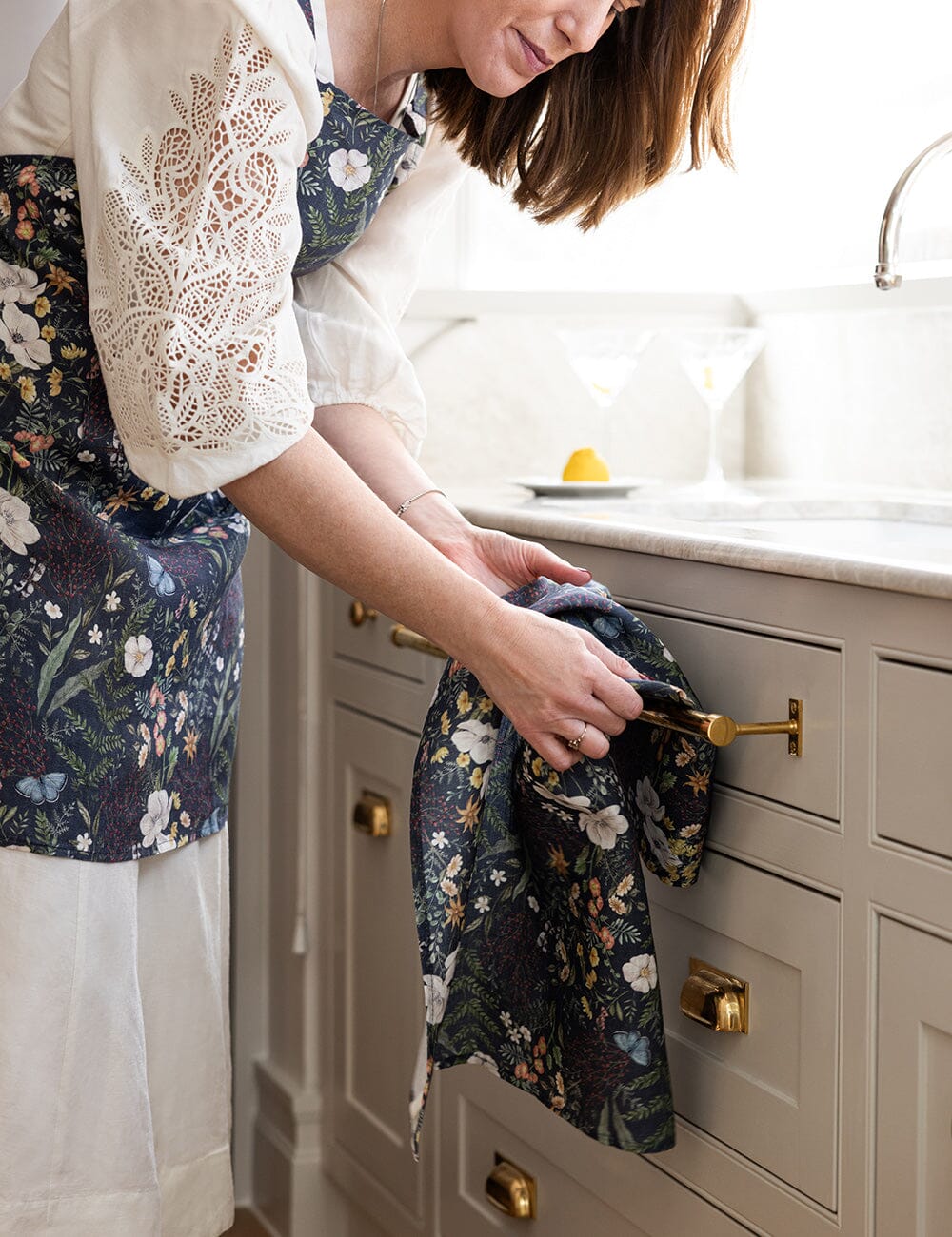 100% Linen Tea Towel - Dusk in Bloom