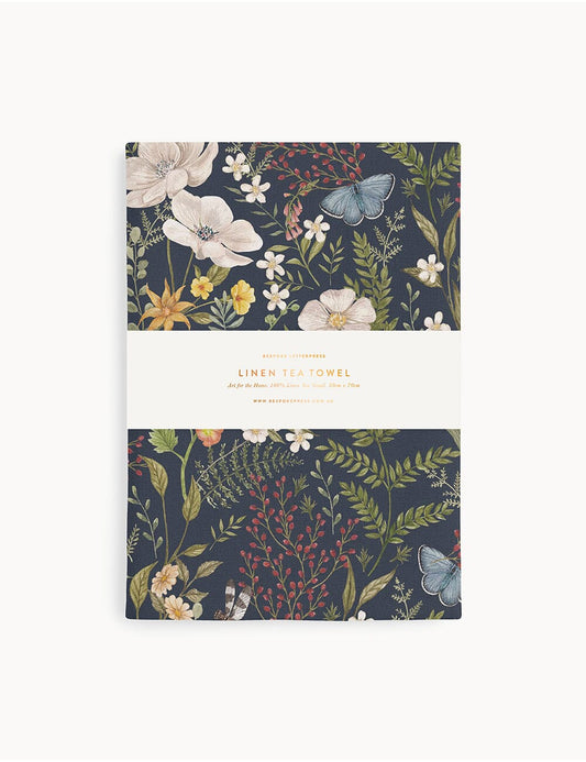 100% Linen Tea Towel - Dusk in Bloom