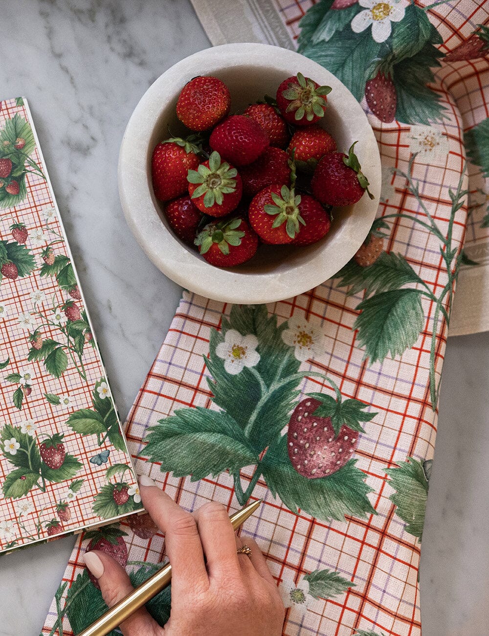 100% Linen Tea Towel - Strawberries