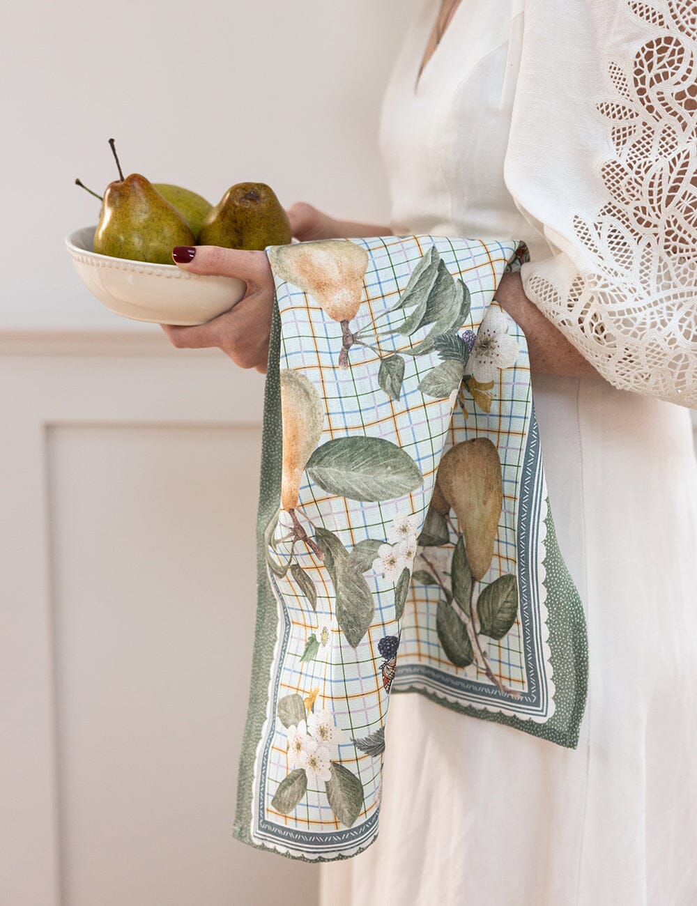 100% Linen Tea Towel - Pears