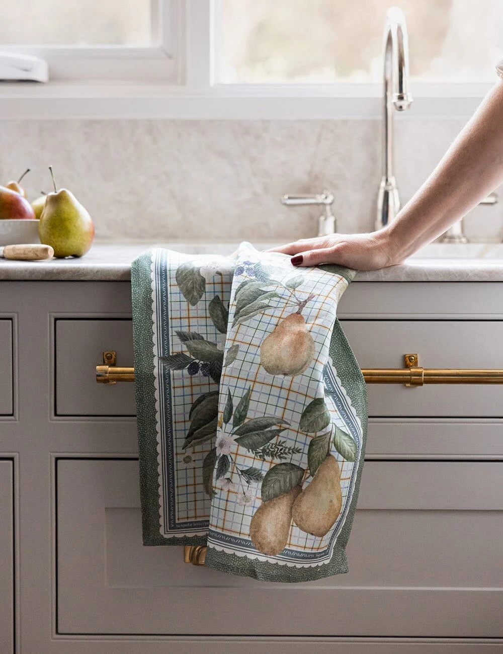 100% Linen Tea Towel - Pears