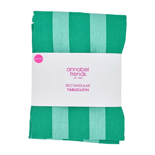 100% Cotton Tablecloth | Green Stripe - Both Sizes
