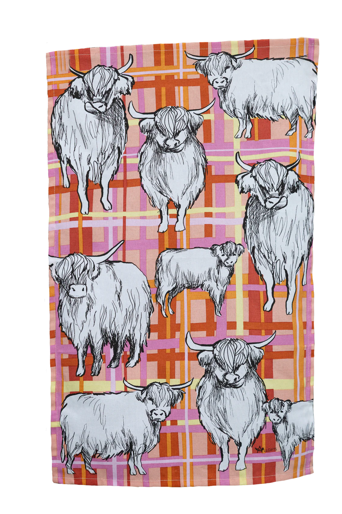 100% Cotton Tea Towels - Highlander Cow