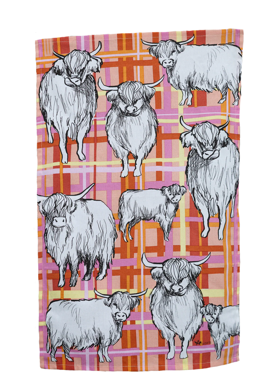 100% Cotton Tea Towels - Highlander Cow