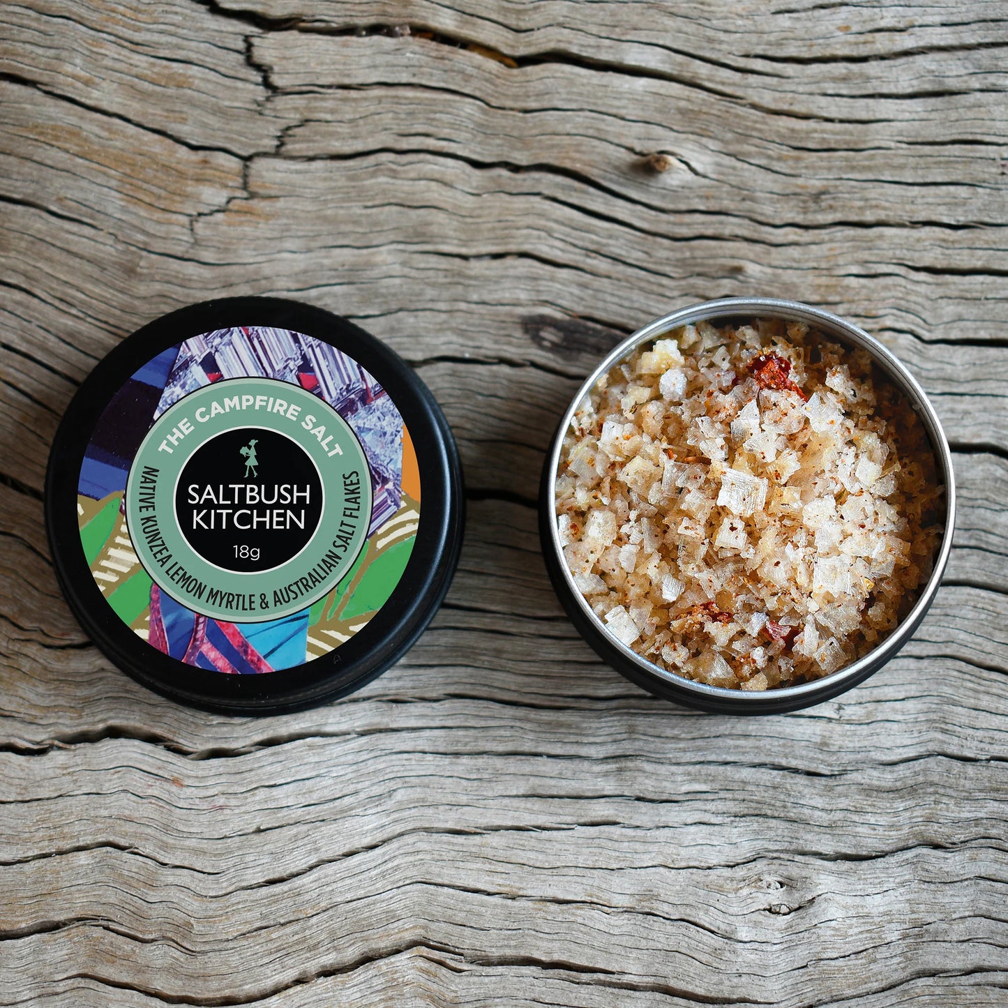 The Campfire Salt with Smoked Sea Salt Flakes and Australian Botanicals