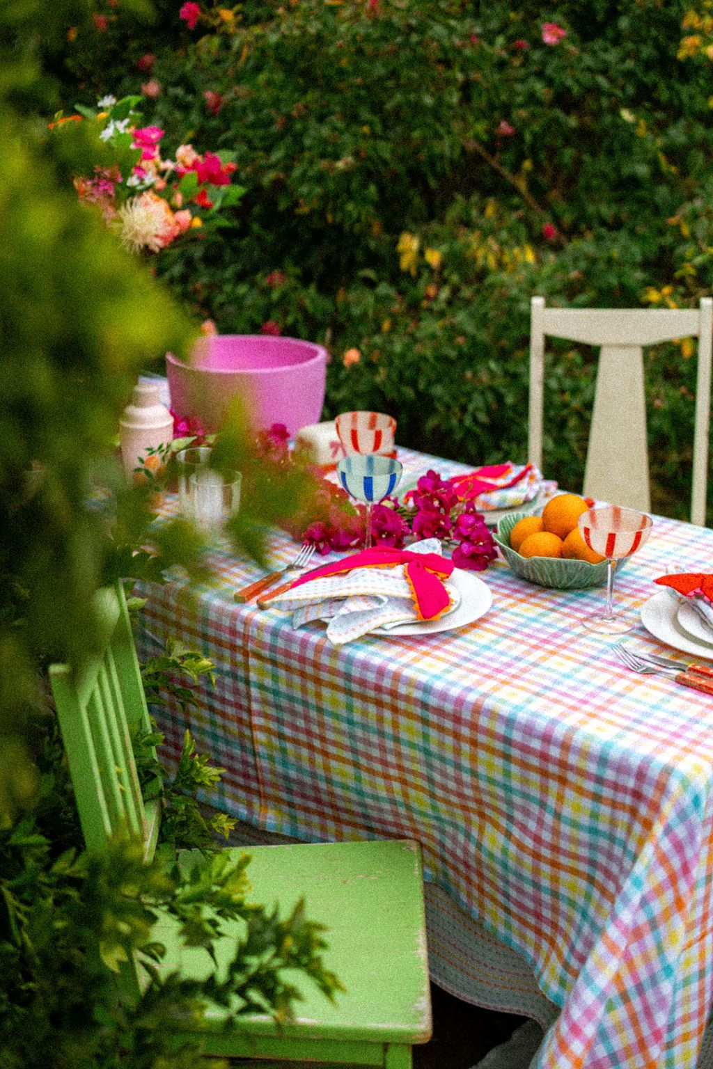 Candy Gingham Cotton Tablecloth