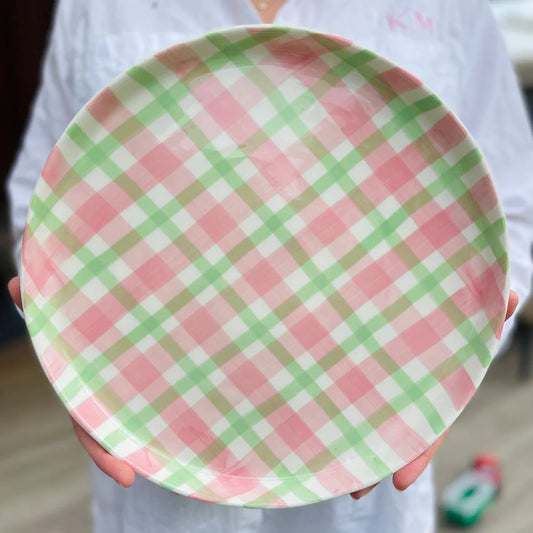 Platter - Pink & Green Gingham