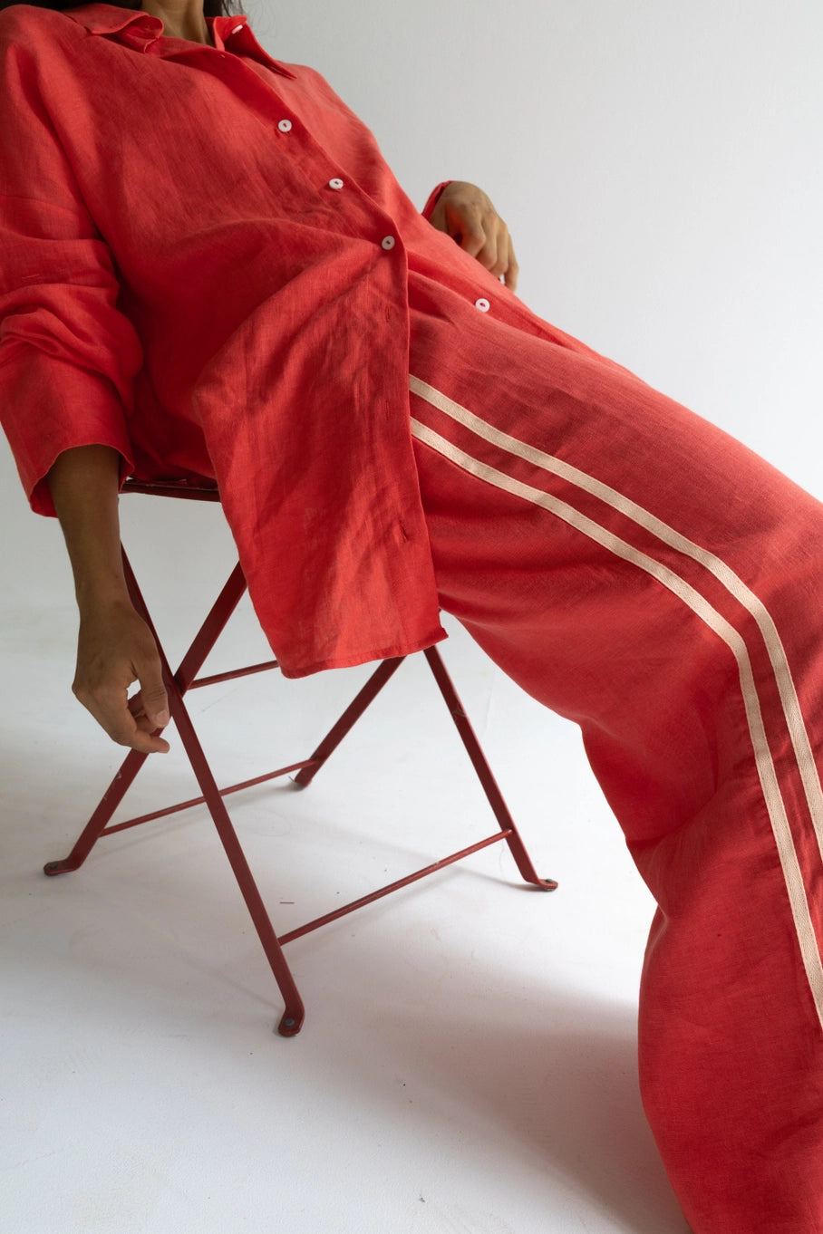 100% Linen Oversized Shirt - Watermelon